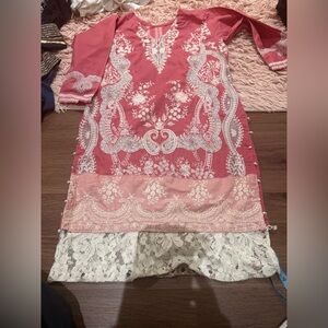 Elegant Pink Embroidered Kids Dress